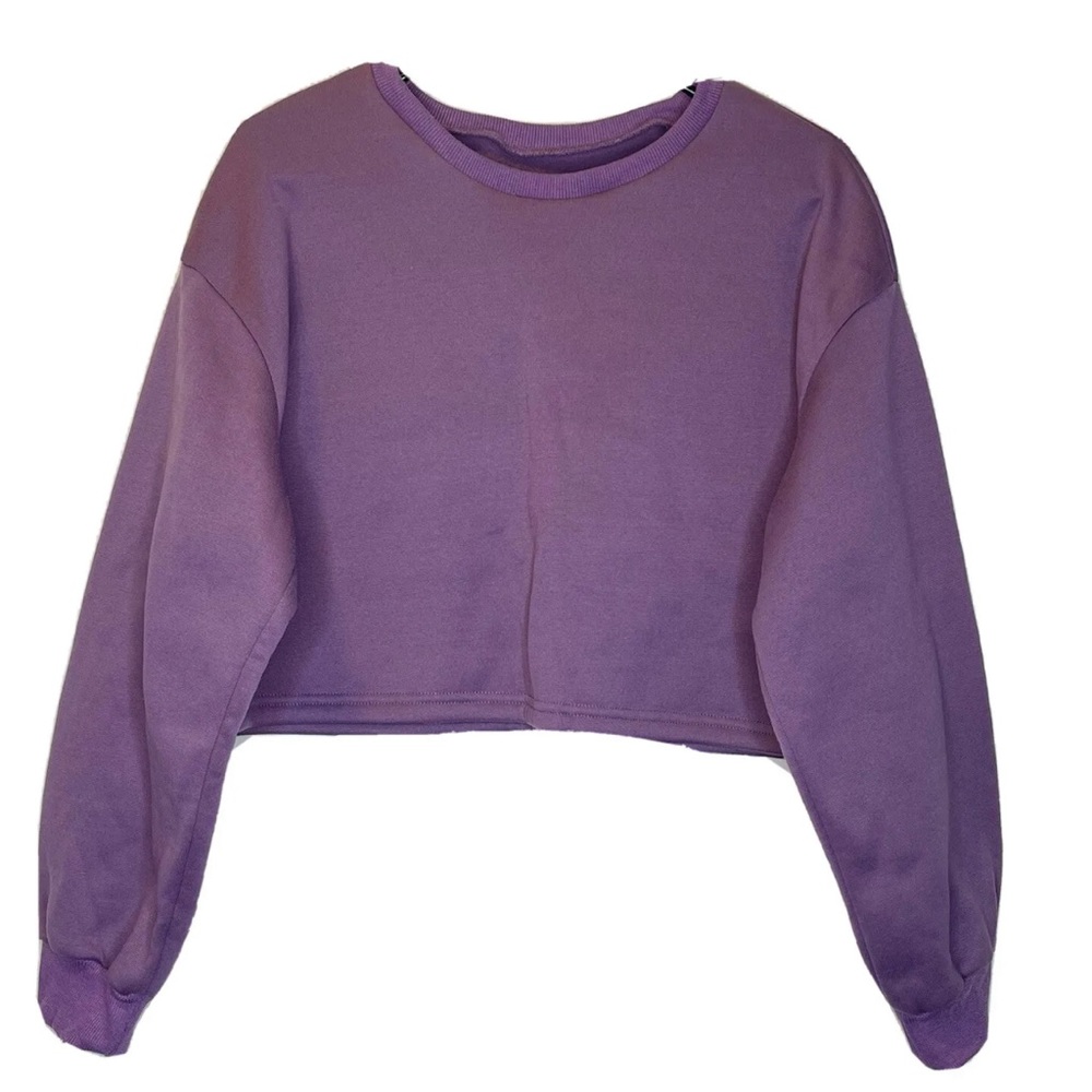 Shein Purple Fleece Crop Sweater And Joggers Set Size L (8/10) - Picture 5 of 7